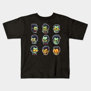 Funky Frankenstein Faces Halloween Costume Kids T-Shirt